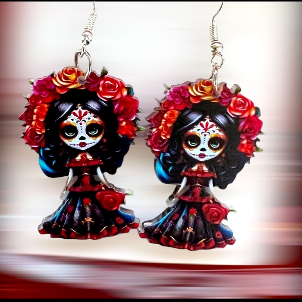 Day of the dead earrings 2 different pairs to choose from